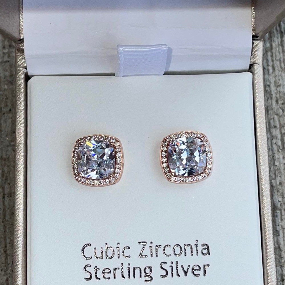 Rose Gold and Sterling Silver Stud Earrings